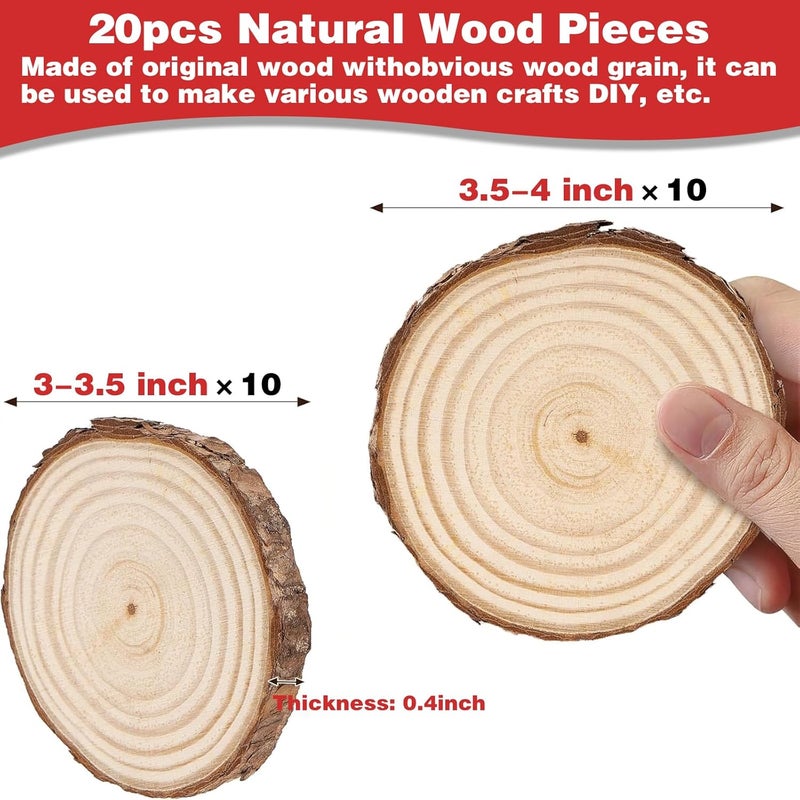 Collabell Christmas Ornament Craft Kit - 20Pcs Natural Round Wood Slices with Painting Supplies for Family, Make Your Own Wood Xmas Tree Decorations, DIY Homemade Wooden Ornaments & Holiday Decor - Image 4